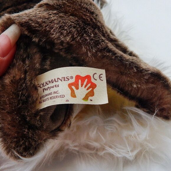 Folkmanis Cat Stage Puppet Retired Green Eyes Plush Fluffy White Brown 15 In Tag - Picture 8 of 10